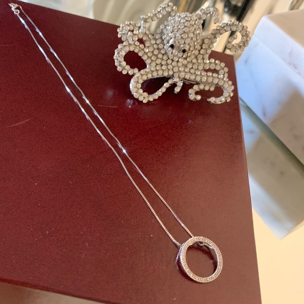 14k White Gold Circle Necklace